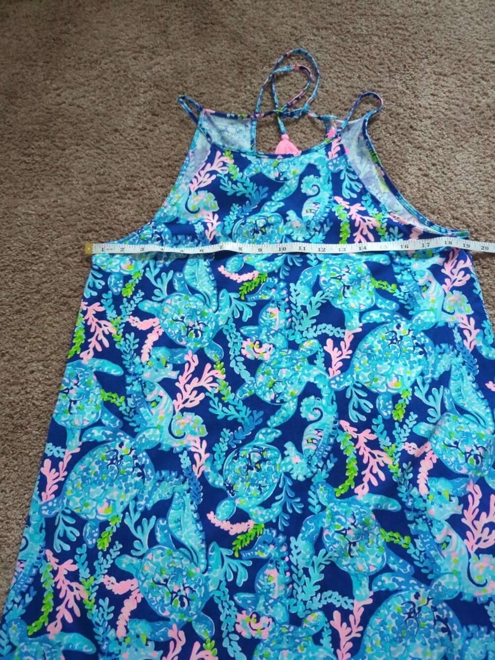 Lilly Pulitzer Margot Swing Dress Medium Corsica Blue Turtle Villa Pima Cotton - Picture 7 of 9